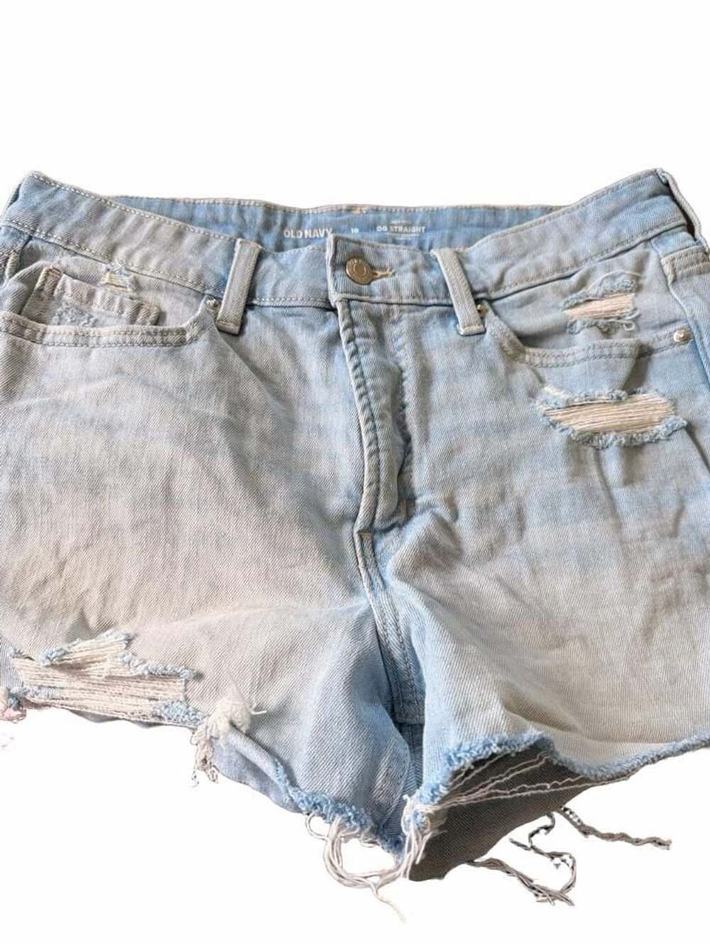 Old Navy High-Rise OG Straight Distressed Cut-Off Denim Shorts Size 10